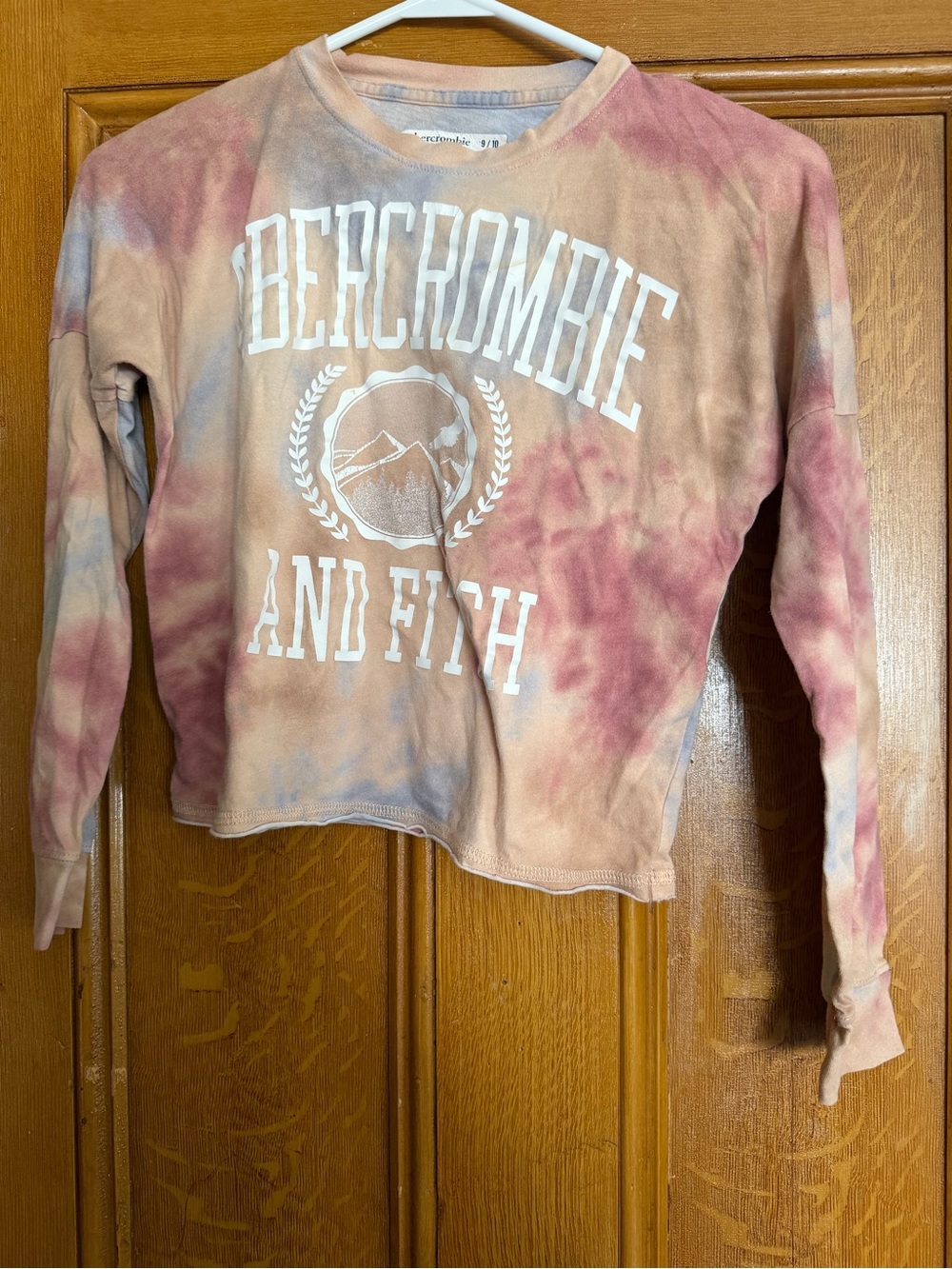 abercrombie kids Tie-Dye Crewneck Sweatshirt in Pink, Tan, Blue